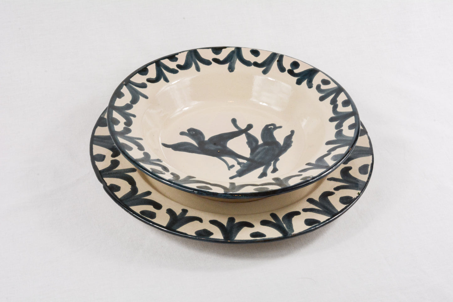 Pack plato llano y hondo azul