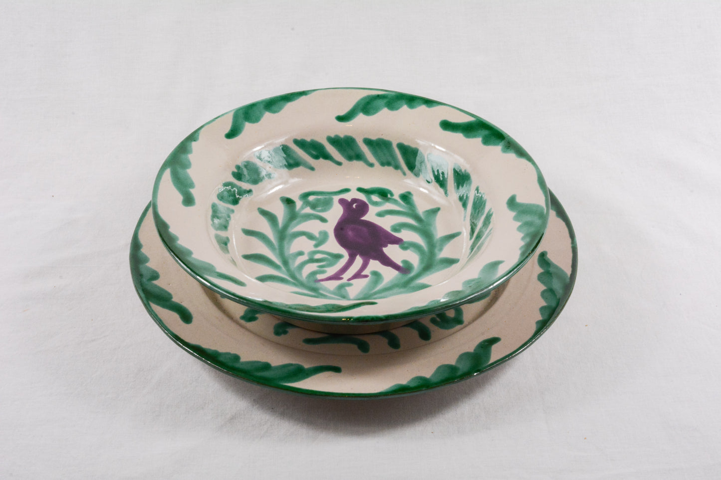 Pack plato llano y hondo verde y morado